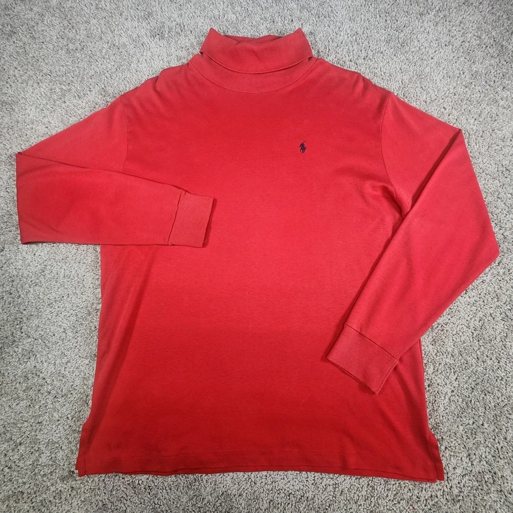 Vtg Polo Ralph Lauren Sweater Mens Large Red Turtleneck Preppy Shirt Luxury READ